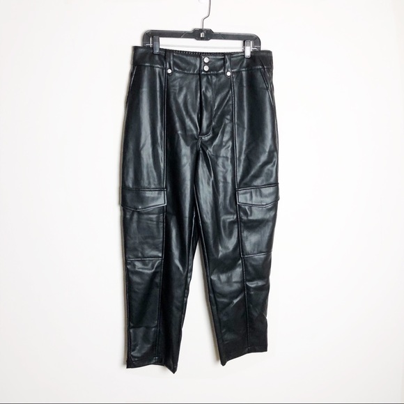 7 For All Mankind Pants - NWT 7 For All Mankind Faux Leather High Rise Cargo Utility Pants